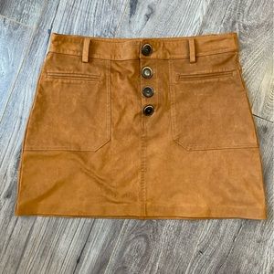 Zara faux suede brown mini skirt with buttons